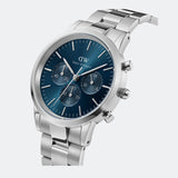 Daniel Wellington Iconic Chronograph Link Blue Dial Silver Steel Strap Watch For Men - DW00100644