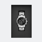 Daniel Wellington Iconic Chronograph Link Black Dial Silver Steel Strap Watch For Men  - DW00100645