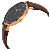 Daniel Wellington Classic Bristol Black Dial Brown Leather Strap Watch for Men - DW00100137