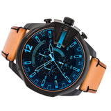 Diesel Mega Chief Chronograph Copper Dial Brown Leather Strap Watch For Men - DZ4476