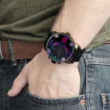 Diesel Badass Chronograph Anthracite Dial Black Leather Strap Watch For Men - DZ7270