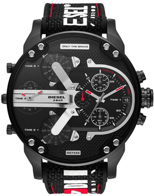 Diesel Mr. Daddy 2.0 Quartz Black Dial Black Nylon Strap Watch For Men - DZ7433