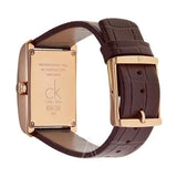 Calvin Klein Window White Dial Brown Leather Strap Watch for Women - K2M23620