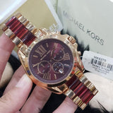 Michael Kors Bradshaw Burgundy Dial Two Tone Steel Strap Watch for Women - MK6270