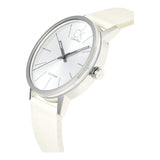 Calvin Klein Post Minimal Silver Dial White Leather Strap Watch for Men - K7621126