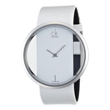 Calvin Klein Glam Transparent Dial White Leather Strap Watch for Women - K9423101