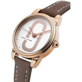 Marc Jacobs Corie White Dial Light Brown Leather Strap Watch for Women - MJ1581