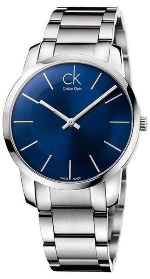 Calvin Klein City Blue Dial Silver Steel Strap Watch for Men - K2G2G14N