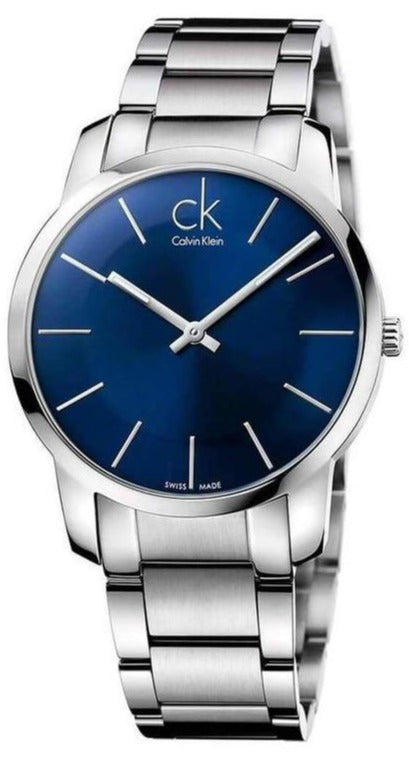 Calvin Klein City Blue Dial Silver Steel Strap Watch for Men