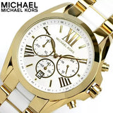 Michael Kors Bradshaw Chronograph White Dial Two Tone Steel Strap Watch For Women - MK5743