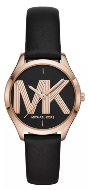 Michael Kors Jaycie Quartz Black Dial Black Leather Strap Watch for Women - MK2860