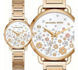 Michael Kors Portia Quartz White Dial Gold Steel Strap Watch for Women - MK3840