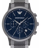 Emporio Armani Renato Chronograph Quartz Blue Dial Grey Steel Strap Watch For Men - AR2505