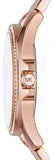 Michael Kors Kacie Three Hand Black Dial Rose Gold Steel Strap Watch for Women - MK6930