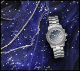 Guess Confetti Diamonds Blue Dial Silver Steel Strap Watch for Women - W0774L6