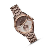 Michael Kors Lauryn Rose Gold Dial Brown Steel Strap Watch for Women - MK3757