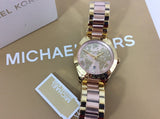 Michael Kors Layton Rose Gold Dial Gold Stainless Steel Strap Watch for Women - MK6476