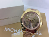 Michael Kors Layton Rose Gold Dial Gold Stainless Steel Strap Watch for Women - MK6476