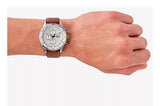 Fossil Retro Pilot Chronograph Silver Dial Brown Leather Strap Watch for Men - FS5809