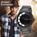 Armani Exchange Hampton Chronograph Black Dial Black Steel Strap Watch For Men - AX2189