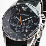 Emporio Armani Sportivo Chronograph Black Dial Black Strap Watch For Men - AR5858