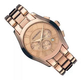 Emporio Armani Valente Chronograph Rose Gold Dial Rose Gold Steel Strap Watch For Men - AR0365