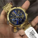 Michael Kors Bradshaw Chronograph Blue Dial Gold Steel Strap Watch For Women - MK5923