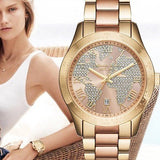 Michael Kors Layton Rose Gold Dial Gold Stainless Steel Strap Watch for Women - MK6476