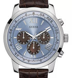 Guess Horizon Chronograph Analog Blue Dial Brown Leather Strap Watch For Men - W0380G6