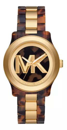 Michael Kors Runway Three-Hand Brown Dial Two Tone Steel Strap Watch for Women - MK7354