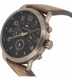 Tommy Hilfiger Briggs Chronograph Black Dial Brown Leather Strap Watch for Men - 1791425