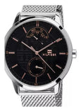 Tommy Hilfiger Hunter Quartz Black Dial Silver Steel Strap Watch for Men - 1791610