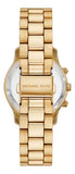 Michael Kors Runway Chronograph Gold Dial Gold Steel Strap Watch For Women - MK7326