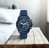 Fossil Bronson Chronograph Blue Dial Blue Steel Strap Watch for Men - FS5916