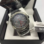 Hugo Boss Supernova Chronograph Grey Dial Grey Steel Strap Watch for Men - 1513361