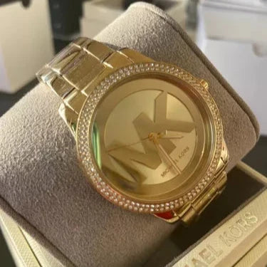 Michael Kors Tibby Three Hand Gold Dial Gold Steel Strap  display picture 3