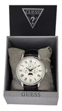 Guess Delancy Quartz White Dial Brown Leather Strap Watch For Men - W0870G1