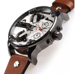 Diesel Mr. Daddy 2.0 Chronograph Silver Dial Brown Leather Strap Watch For Men - DZ7394