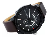 Tommy Hilfiger Denim Black Dial Brown Leather Strap Watch for Men - 1791478