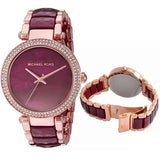 Michael Kors Parker Maroon Dial Two Tone Steel Strap Watch for Women - MK6412