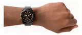 Fossil Bronson Chronograph Black Dial Black Steel Strap Watch for Men - FS5851