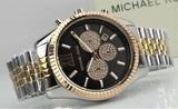 Michael Kors Lexington Chronograph Crystals Black Dial Two Tone Steel Strap Watch for Men - MK8714