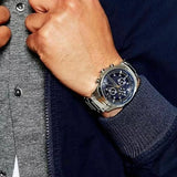 Armani Exchange Hampton Chronograph Blue Dial Silver Steel Strap Watch For Men - AX2155