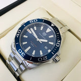 Jam Tangan Pria Tag Heuer Aquaracer dengan Dial Biru dan Tali Baja Perak - WAY101C.BA0746