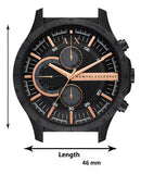 Armani Exchange Chronograph Black Dial Black Steel Strap Watch For Men - AX2429