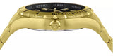 Versace Hellenyium Quartz Black Dial Gold Steel Strap Watch For Men - VE3A00820