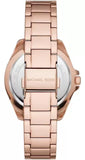 Michael Kors Kacie Three Hand Black Dial Rose Gold Steel Strap Watch for Women - MK6930