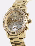 Guess Confetti Diamonds Silver Dial Gold Steel Strap Watch for Women - W0774L5