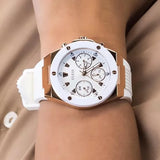 Guess Athena White Dial White Rubber Strap Watch For Women - GW0030L3