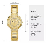 Guess Montage Quartz Gold Dial Gold Steel Strap Watch For Women - GW0588L1